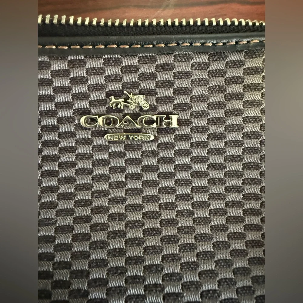 Coach Men's Black Checkered Wristlet